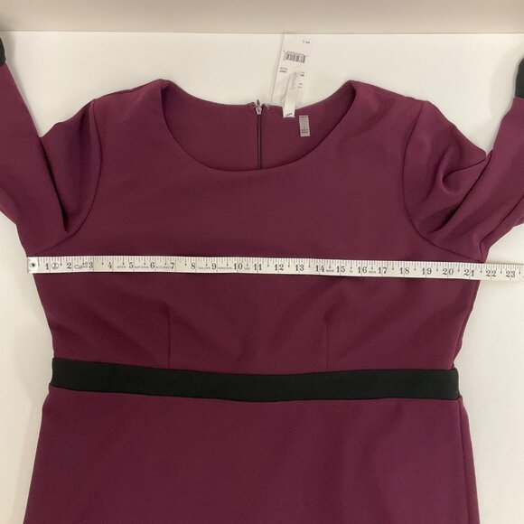 NY Collection Burgundy Colorblock Bell Sleeve Stretch Womens Large Sheath Dress - Picture 7 of 11